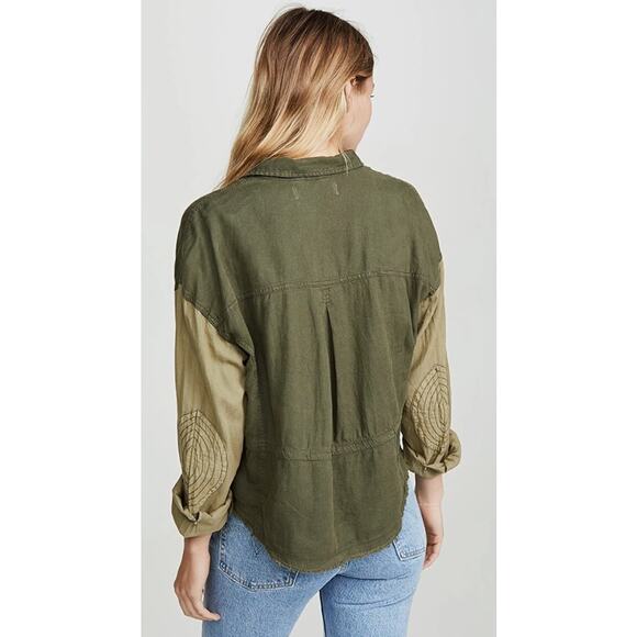 Free People DAY DRIFTER Utility Cargo Button Down Shirt Top Green M NWOT $128 - Picture 7 of 11